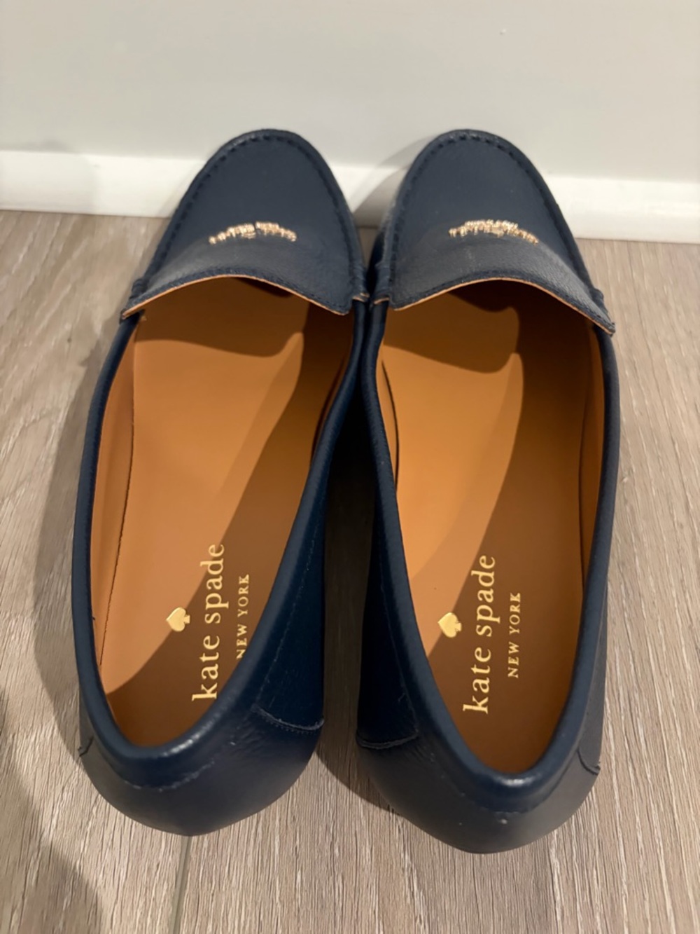 KATE SPADE BRIAR LOAFER SHOES SIZE 9 NAVY LEATHER NEW! - Picture 3 of 5